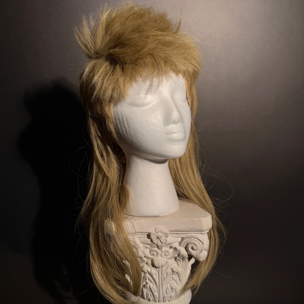 1980s Blonde Shag Mullet Styled Hair Wig
